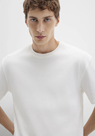 Mavi Logo Baskılı Beyaz Tişört 0613102-80194