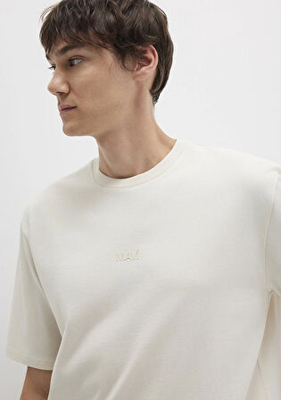 Mavi Logo Ekru Basic Tişört 0613093-70134