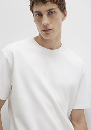 Mavi Logo Beyaz Basic İnterlok Tişört 0613102-80194