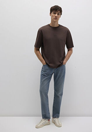 Mavi Baskılı Kahverengi Tişört 0613093-70251