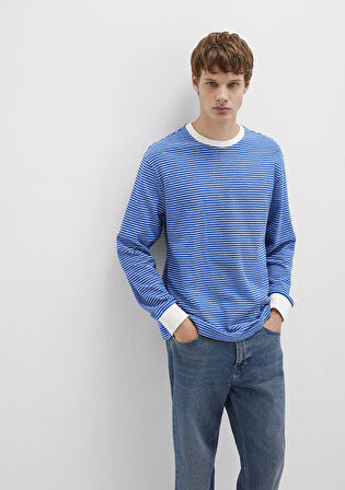 Çizgili Mavi Tişört 0613038-81330