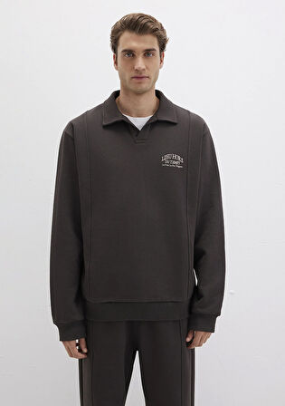 Polo Yaka Kahverengi Sweatshirt 0S10479-70219