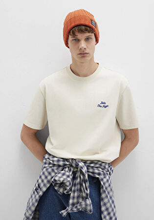 Baskılı Bej Tişört 0613046-70140