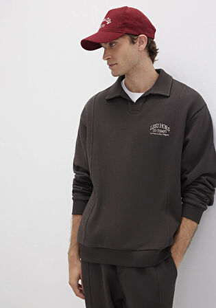Polo Yaka Kahverengi Sweatshirt 0S10479-70219