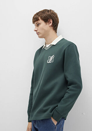 M Logo Bisiklet Yaka Yeşil İnterlok Sweatshirt 0S10487-71539