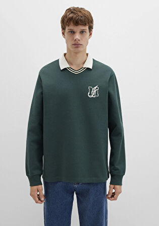 M Logo Bisiklet Yaka Yeşil İnterlok Sweatshirt 0S10487-71539