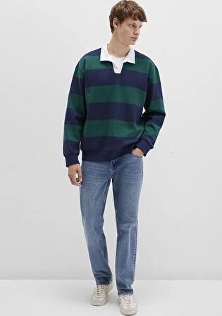 Blok Renkli Bisiklet Yaka Sweatshirt 0S10491-70497