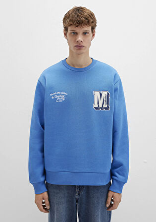 M Logo Nakış Detaylı Mavi Sweatshirt 0S10492-81330