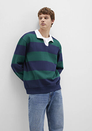 Blok Renkli Bisiklet Yaka Sweatshirt 0S10491-70497