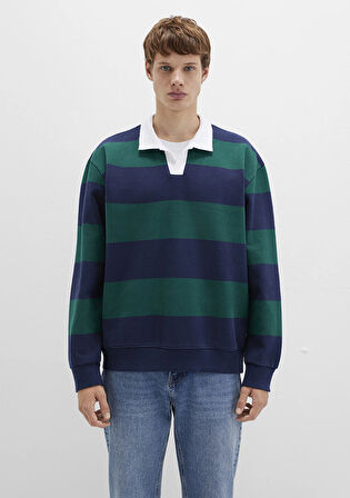 Blok Renkli Bisiklet Yaka Sweatshirt 0S10491-70497