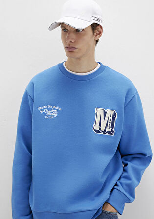 M Logo Nakış Detaylı Mavi Sweatshirt 0S10492-81330