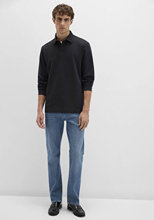 Düğme Detaylı Siyah Tişört 0613043-900