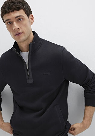 Yarı Fermuarlı Siyah Sweatshirt 0S10477-900