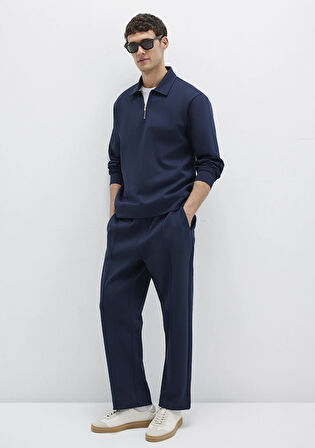 Yarı Fermuarlı Lacivert Sweatshirt 0S10382-80872