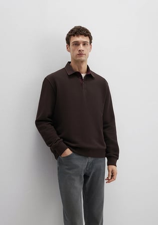 Düğmeli Kahverengi Sweatshirt 0S10474-89103