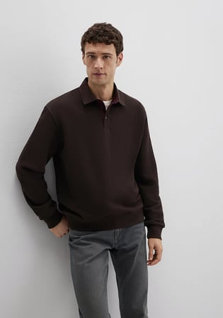 Düğmeli Kahverengi Sweatshirt 0S10474-89103