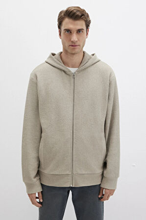 Mavi Erkek Kapüşonlu Fermuarlı Sweatshirt M0S10520 Sis Gri