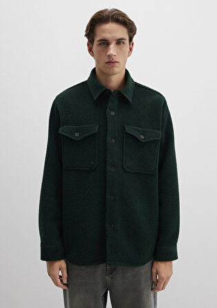Yün Karışımlı Yeşil Gömlek 0211780-71929