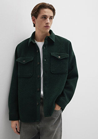 Yün Karışımlı Yeşil Gömlek 0211780-71929