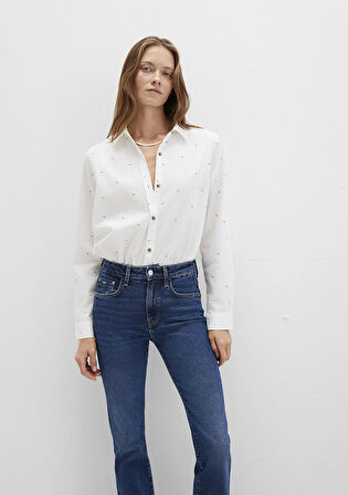 Baskılı Beyaz Gömlek 1211286-91353