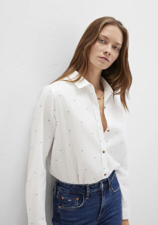 Baskılı Beyaz Gömlek 1211286-91353