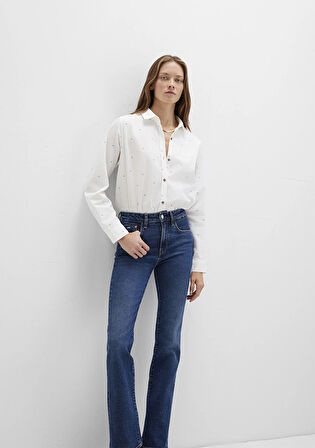 Baskılı Beyaz Gömlek 1211286-91353