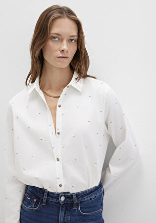Baskılı Beyaz Gömlek 1211286-91353