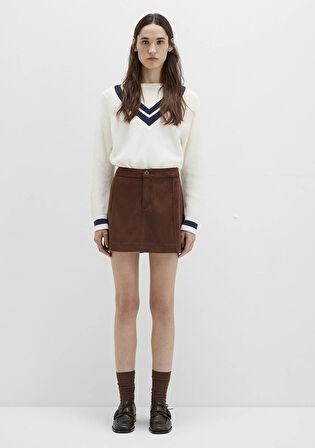 Suni Süet Kahverengi Mini Etek 1310782-70241