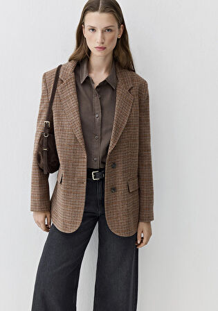 Yün Karışımlı Kahverengi Blazer 1110802-88238