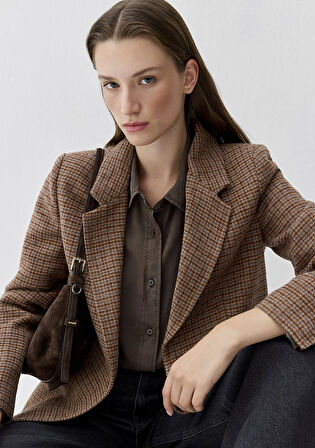Yün Karışımlı Kahverengi Blazer 1110802-88238