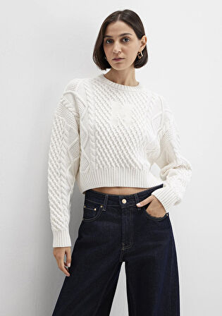 M Logo Crop Ekru Kazak 1710796-80194