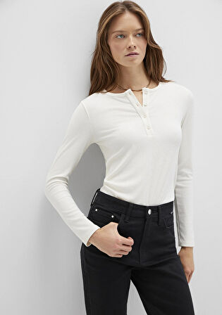 Uzun Kollu Ekru Basic Tişört 1613621-80194