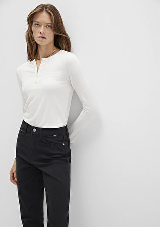 Uzun Kollu Ekru Basic Tişört 1613621-80194