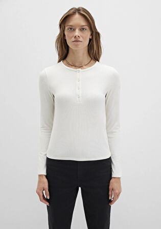 Uzun Kollu Ekru Basic Tişört 1613621-80194