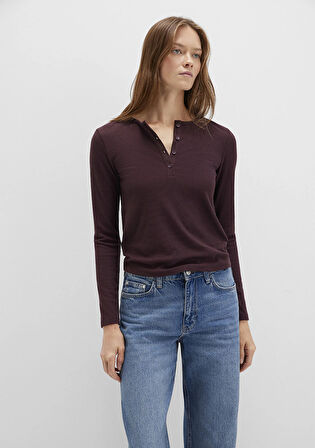 Uzun Kollu Kahverengi Basic Tişört 1613621-70223