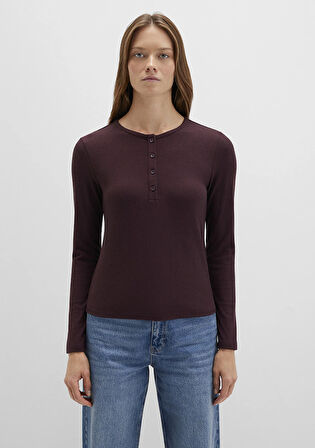 Uzun Kollu Kahverengi Basic Tişört 1613621-70223