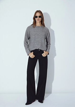 Bisiklet Yaka Çizgili T-Shirt 1613600-85407