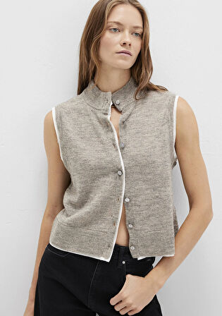 Yün Karışımlı Gri Yelek 1710791-83096