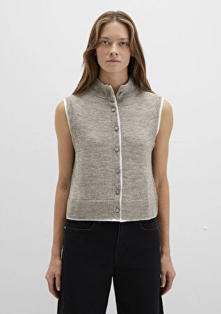 Yün Karışımlı Gri Yelek 1710791-83096