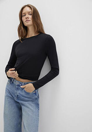 Uzun Kollu Siyah Basic Tişört 1613619-900