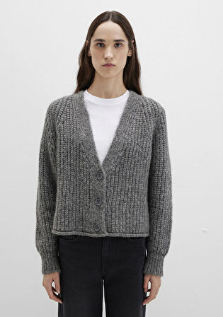 Düğme Detaylı Gri Hırka 1710386-80024