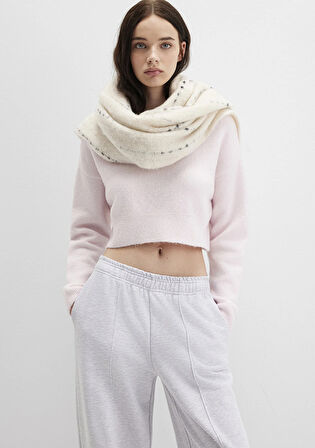 Yün Karışımlı Bisiklet Yaka Pembe Crop Kazak 1710496-89884