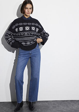 Yılbaşı Temalı Lacivert Kazak 1710804-84371