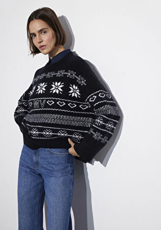 Yılbaşı Temalı Lacivert Kazak 1710804-84371