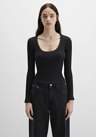 Siyah Uzun Kollu Tişört 1613616-900