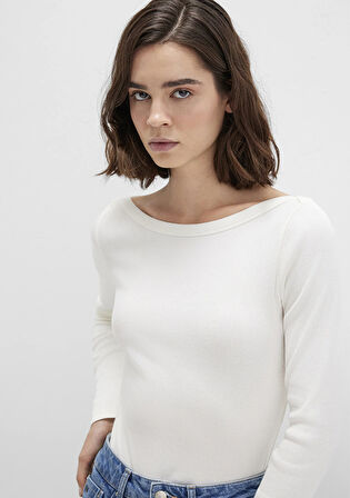 Uzun Kollu Ekru Basic Tişört 1613622-80194