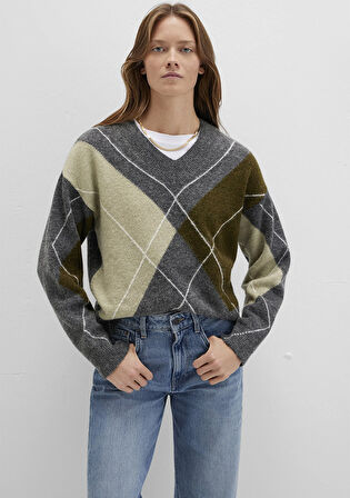 Baklava Desenli Gri Kazak 1710826-87829