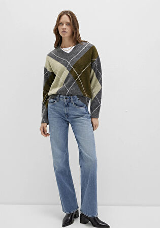 Baklava Desenli Gri Kazak 1710826-87829