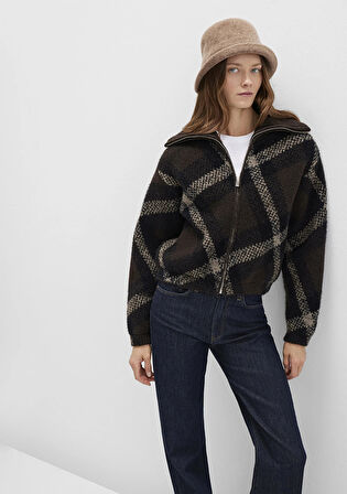 Baklava Desenli Kahverengi Hırka 1710794-87537