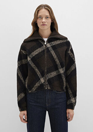 Baklava Desenli Kahverengi Hırka 1710794-87537